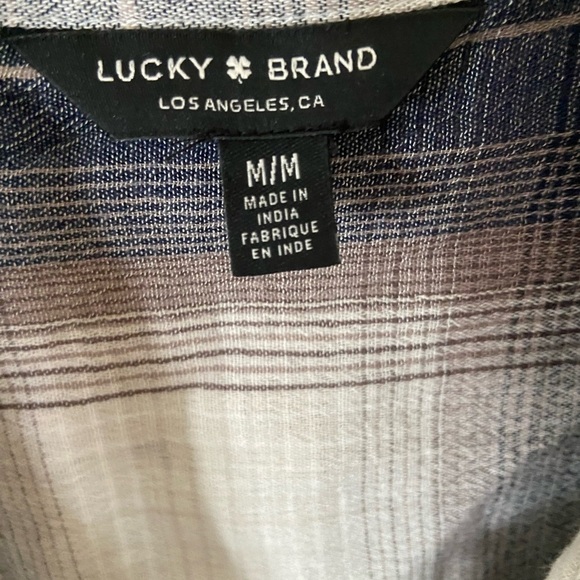 Lucky Brand Blue and Brown Button Down Shirt, lightweight cotton blend , size M - Picture 3 of 5
